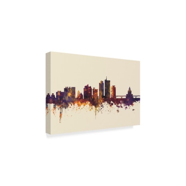 Michael Tompsett 'Cedar Rapids Iowa Skyline Iii' Canvas Art,12x19